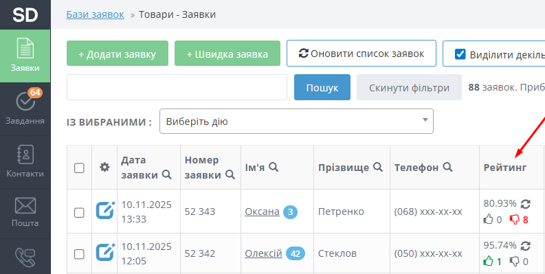 Рейтинг покупця Rozetka + SalesDrive